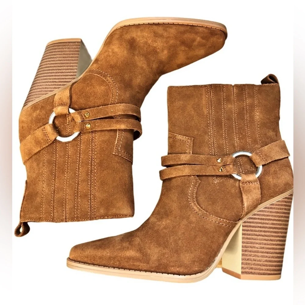 ALDO Brends suede leather ankle bootie cognac size 10New